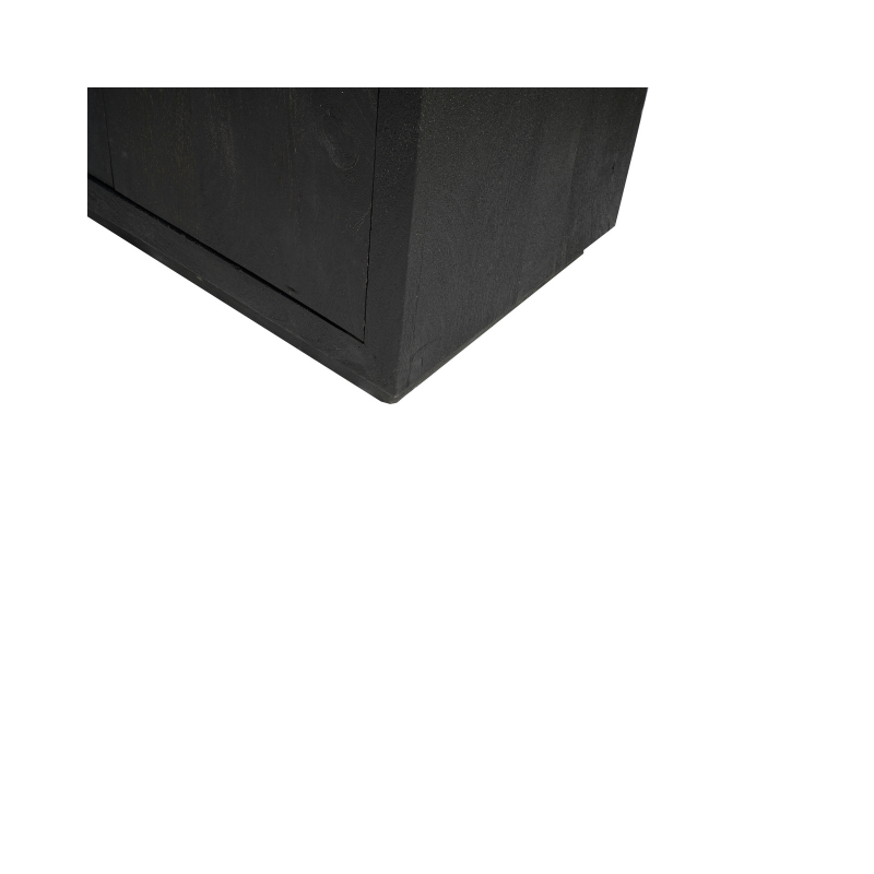 Bücherregal Bali Schwarz – Mangoholz mit modernem Design, 5 offene Fächer & 2 Türen mit Push-to-Open, 90 x 45 x 200 cm