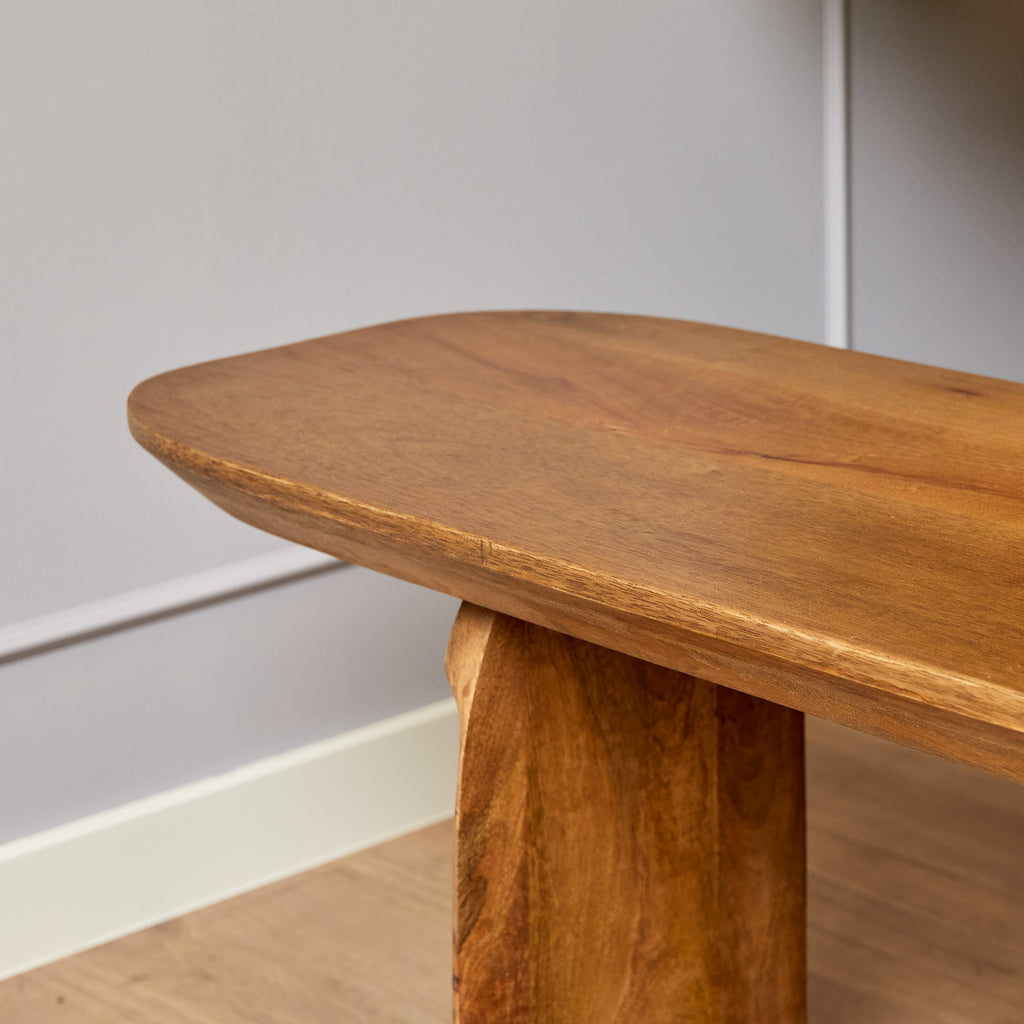 Sitzbank TeyTey 280x38x45 cm – Massives Mangoholz, robuste Sitzbank mit 6 cm starker Sitzfläche