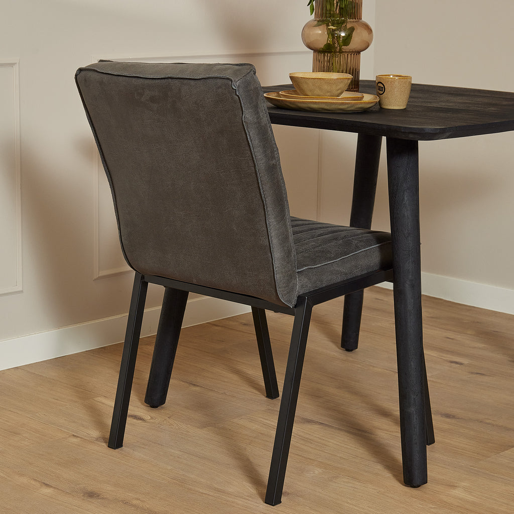 Esszimmerstuhl Molly Anthrazit 52x65x88 cm – Industrial Eco-Leder & schwarzer Rahmen