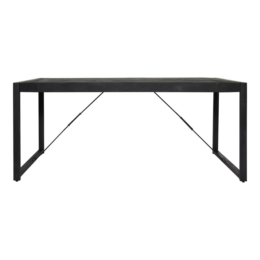 Esstisch Bori Schwarz – Mangoholz massiv, 220 × 90 × 76 cm