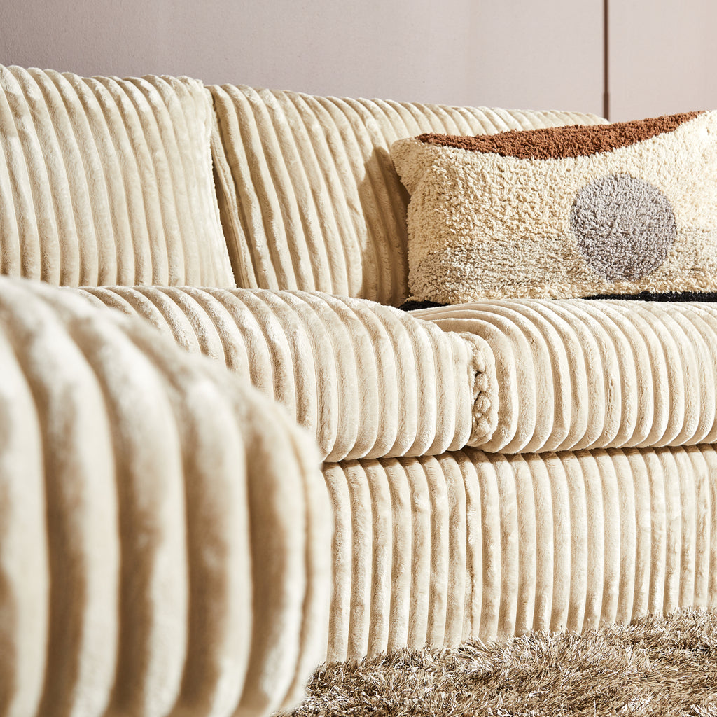Ecksofa Teddy Beige mit Recamiere rechts – 271×199×87 cm, Sofa mit Cordbezug & stabilem Buchenholzrahmen, MeinLieblingsplatz Kollektion