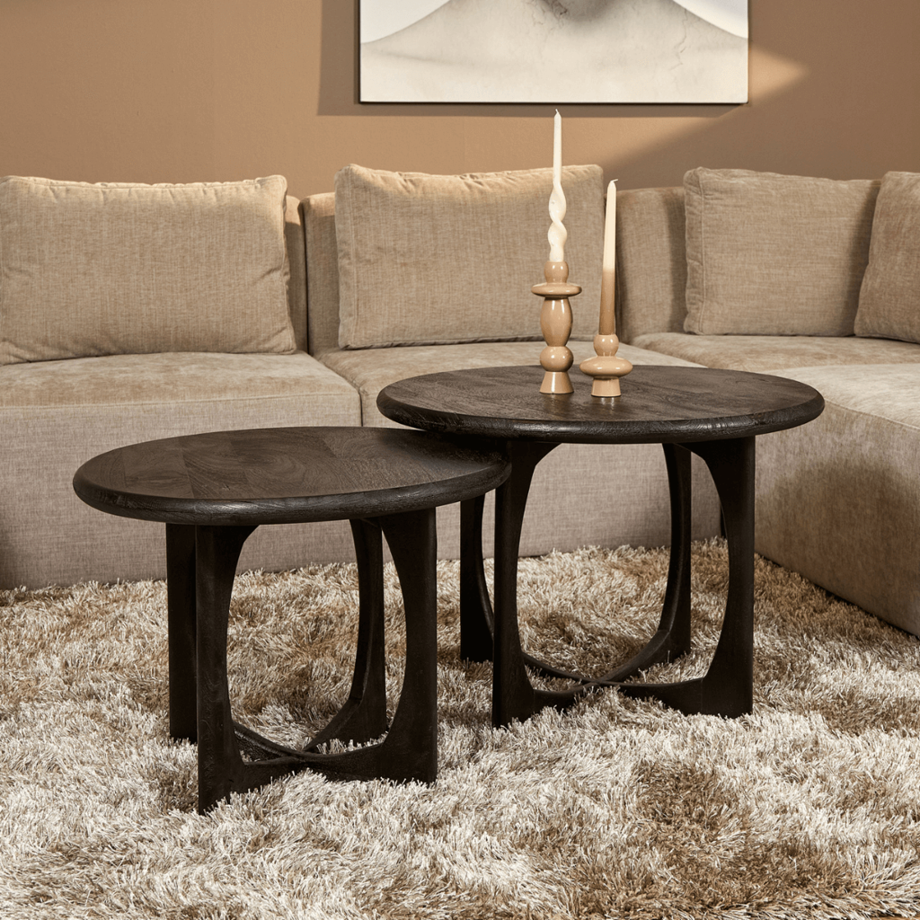 Beistelltisch Mia Schwarz – Mangoholz, 60 x 60 x 45 cm, modernes Design