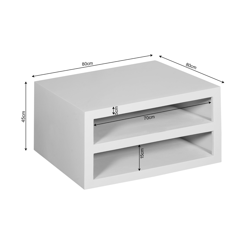 Couchtisch Bali Braun – quadratische Salontafel aus Mangoholz, modernes Design mit Stauraum, 80 x 80 x 40 cm