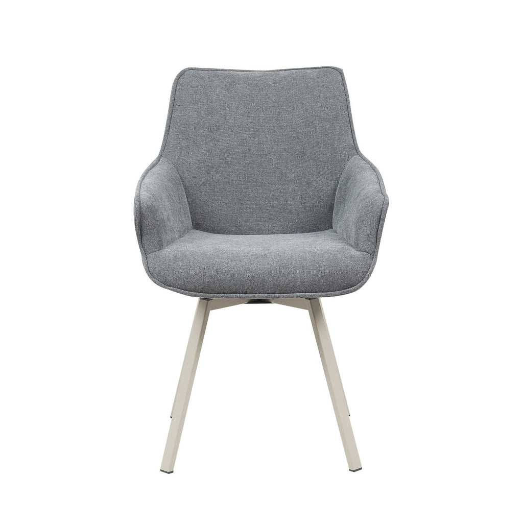 Esszimmerstuhl Mees drehbar Anthrazit – moderner Stoffstuhl mit Metallgestell, 2er Set, 57 x 62,5 x 86,5 cm