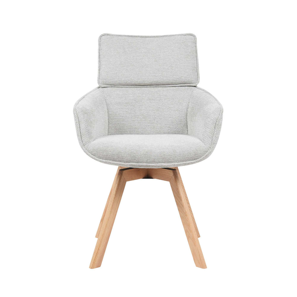 Esszimmerstuhl Jona Taupe – Drehstuhl mit Stoffbezug & Armlehnen, 59×64,5×91 cm, modern & komfortabel