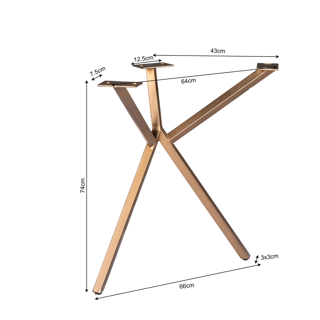 Tischbein Y Bronze – Elegantes Metallgestell mit Bronzefinish, 53 x 71 x 74 cm, passend für Tischplatten 160–300 cm
