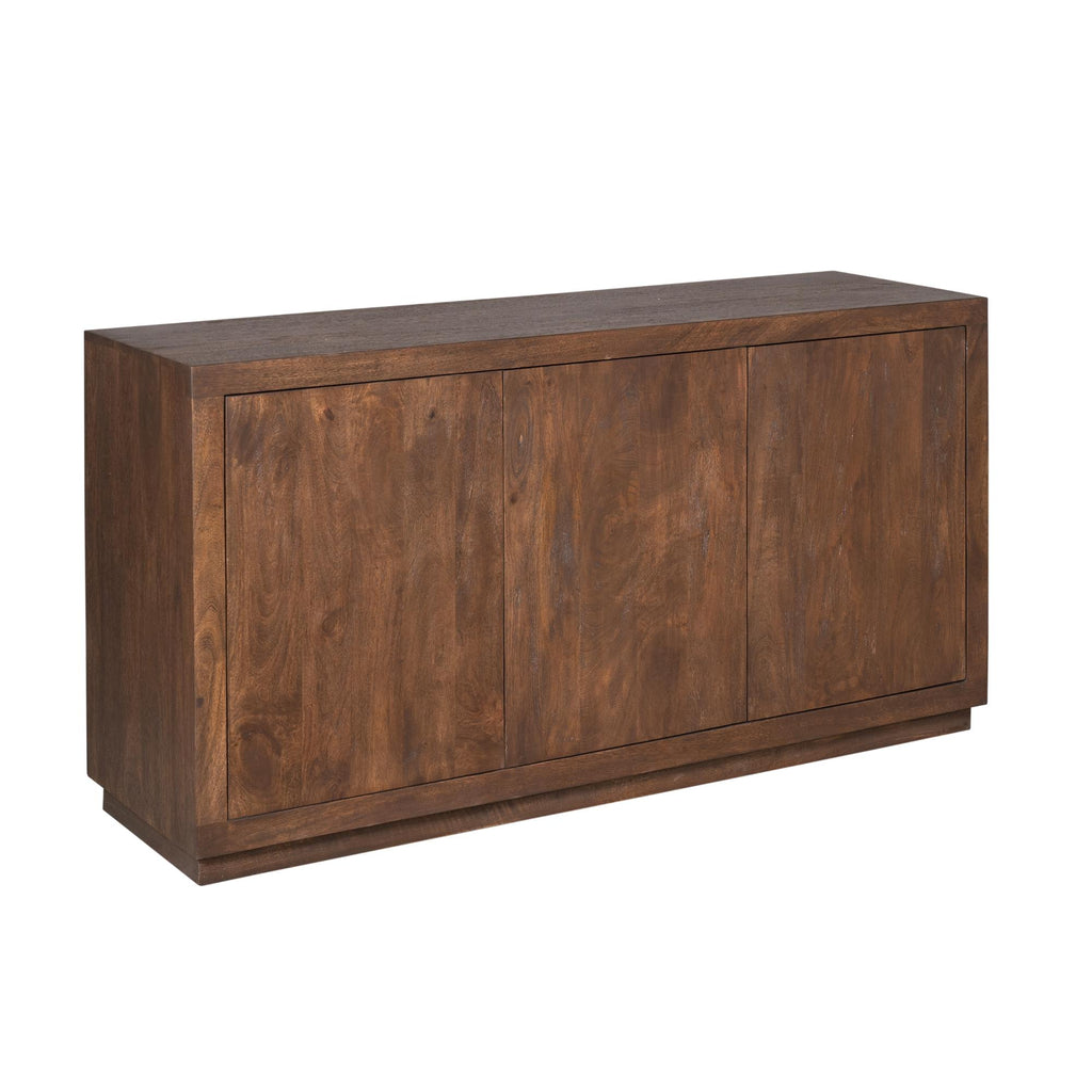 Sideboard Bali Braun – elegante Kommode aus Mangoholz mit 3 Türen & Push-to-Open, 150 x 45 x 80 cm