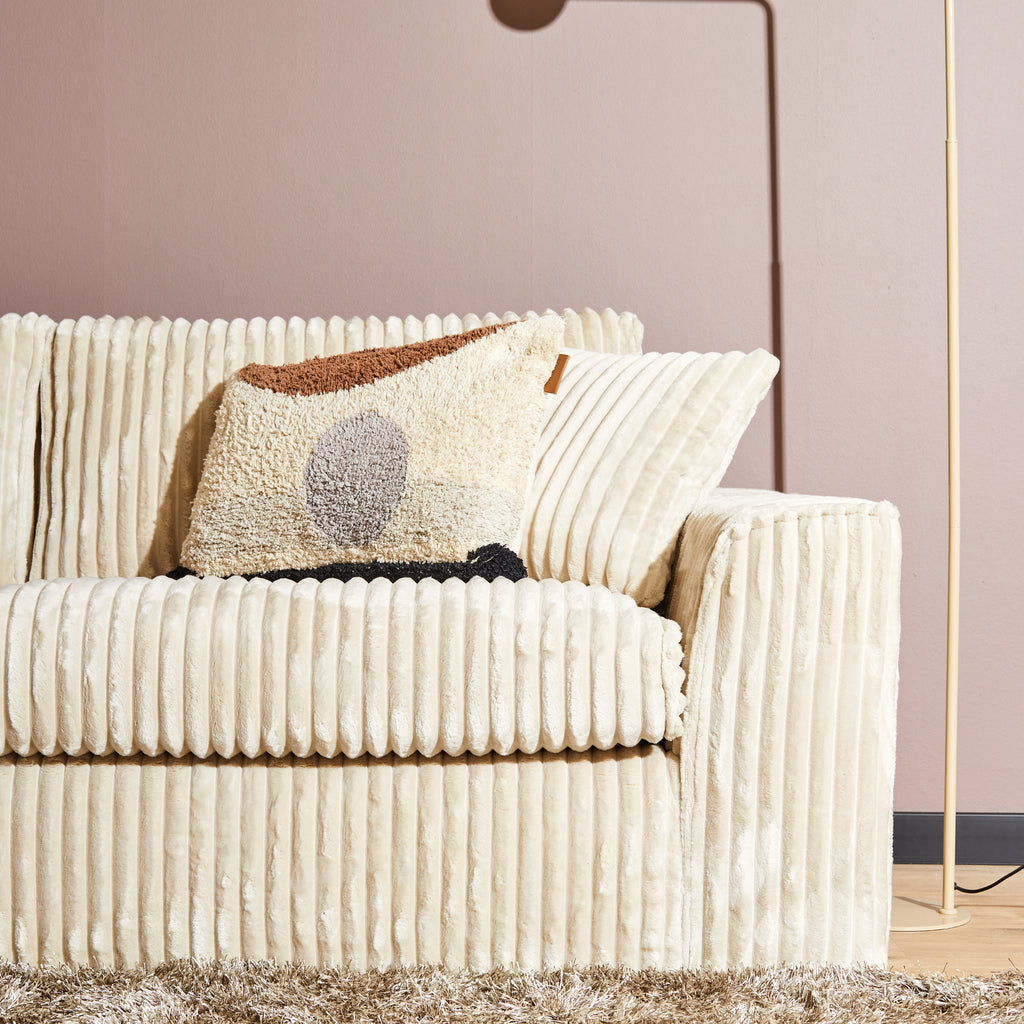 Ecksofa Teddy Beige mit Recamiere rechts – 271×199×87 cm, Sofa mit Cordbezug & stabilem Buchenholzrahmen, MeinLieblingsplatz Kollektion