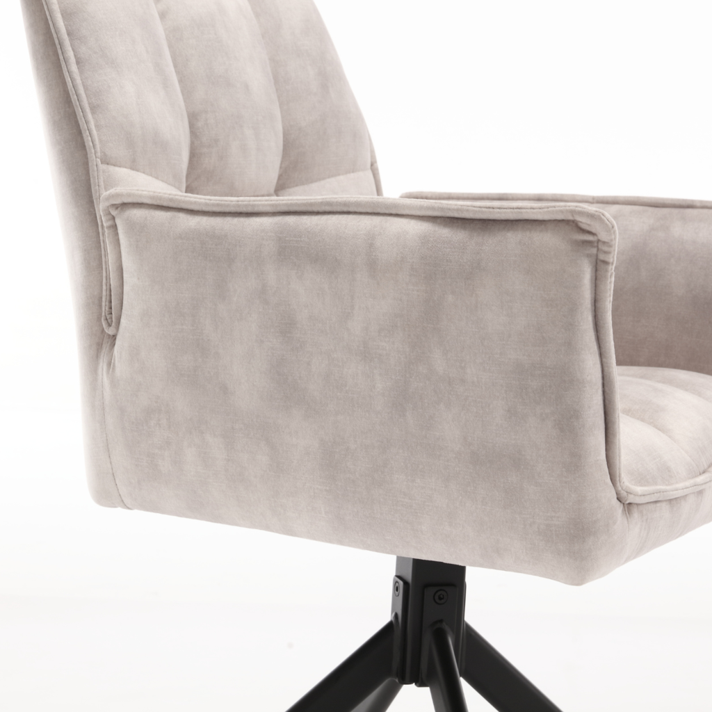 Esszimmerstuhl Daira Velvet Champagner – Drehstuhl mit Armlehnen (2er-Set)