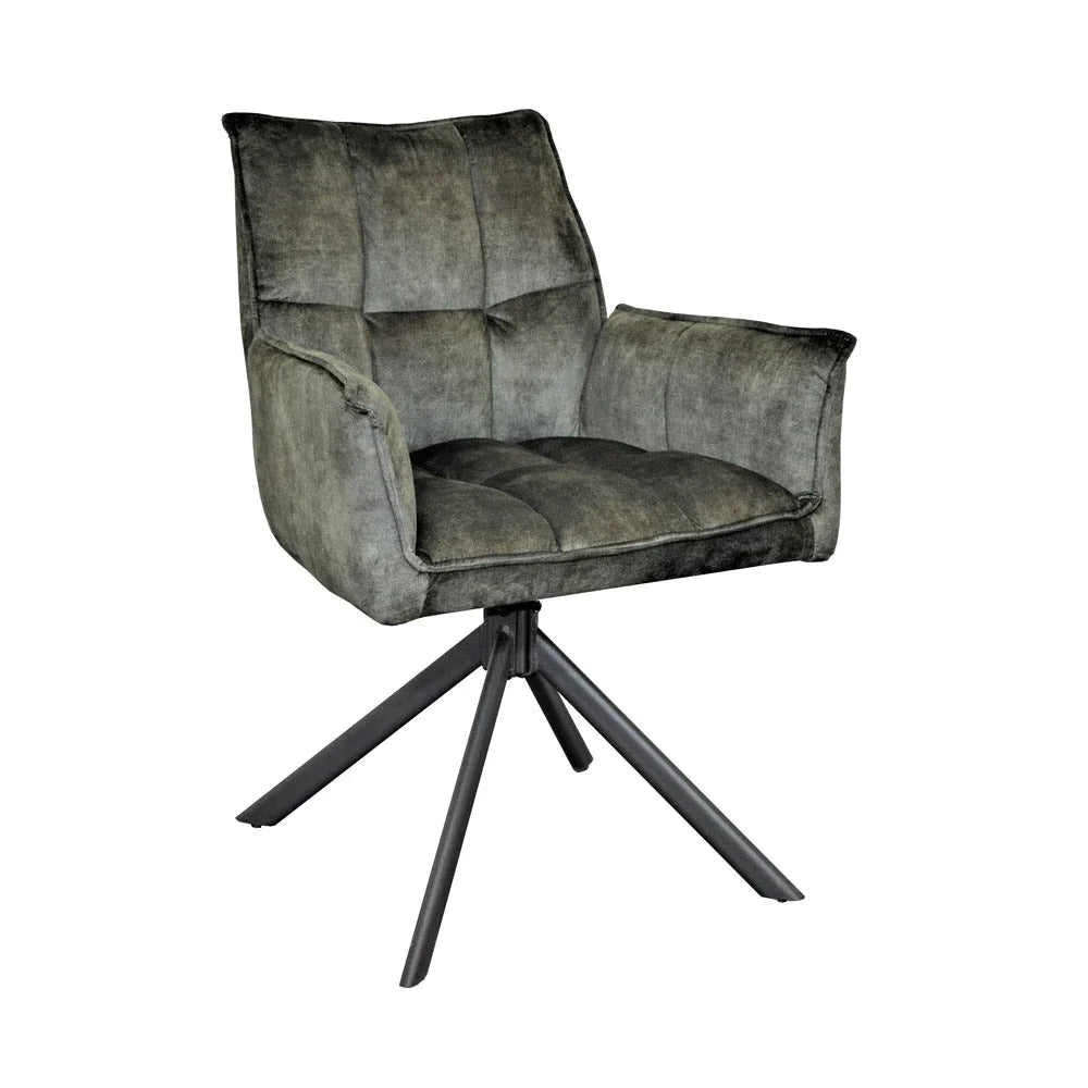 Esszimmerstuhl Daira Velvet Gold – Drehstuhl mit Armlehnen (2er-Set)