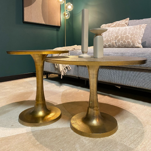 Couchtisch Amara 65x65x42 cm – Aluminium mit edlem Antikgold-Finish, moderner Designer Tisch