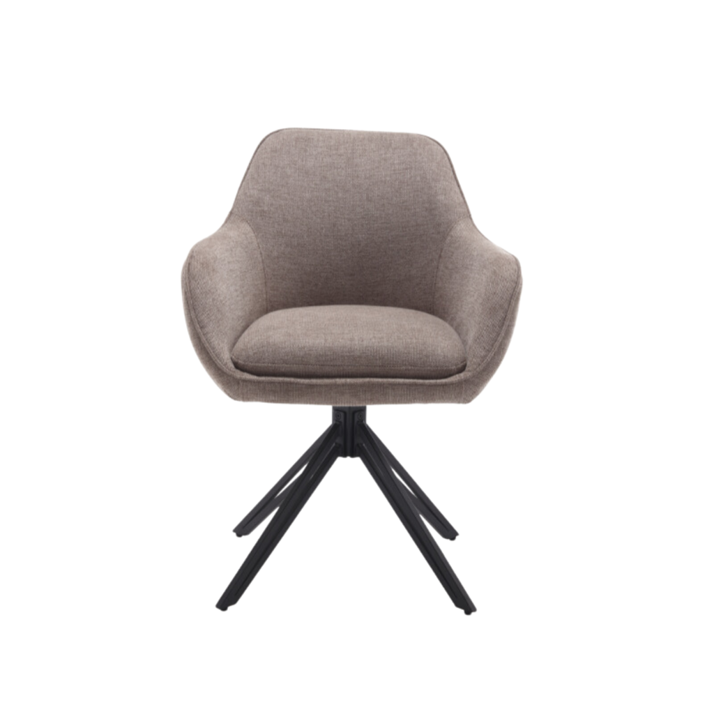 Esszimmerstuhl Jamey Braun – Drehstuhl mit Memory-Funktion & schwarzem Metallgestell, 60×62×85 cm, moderner Komfortstuhl