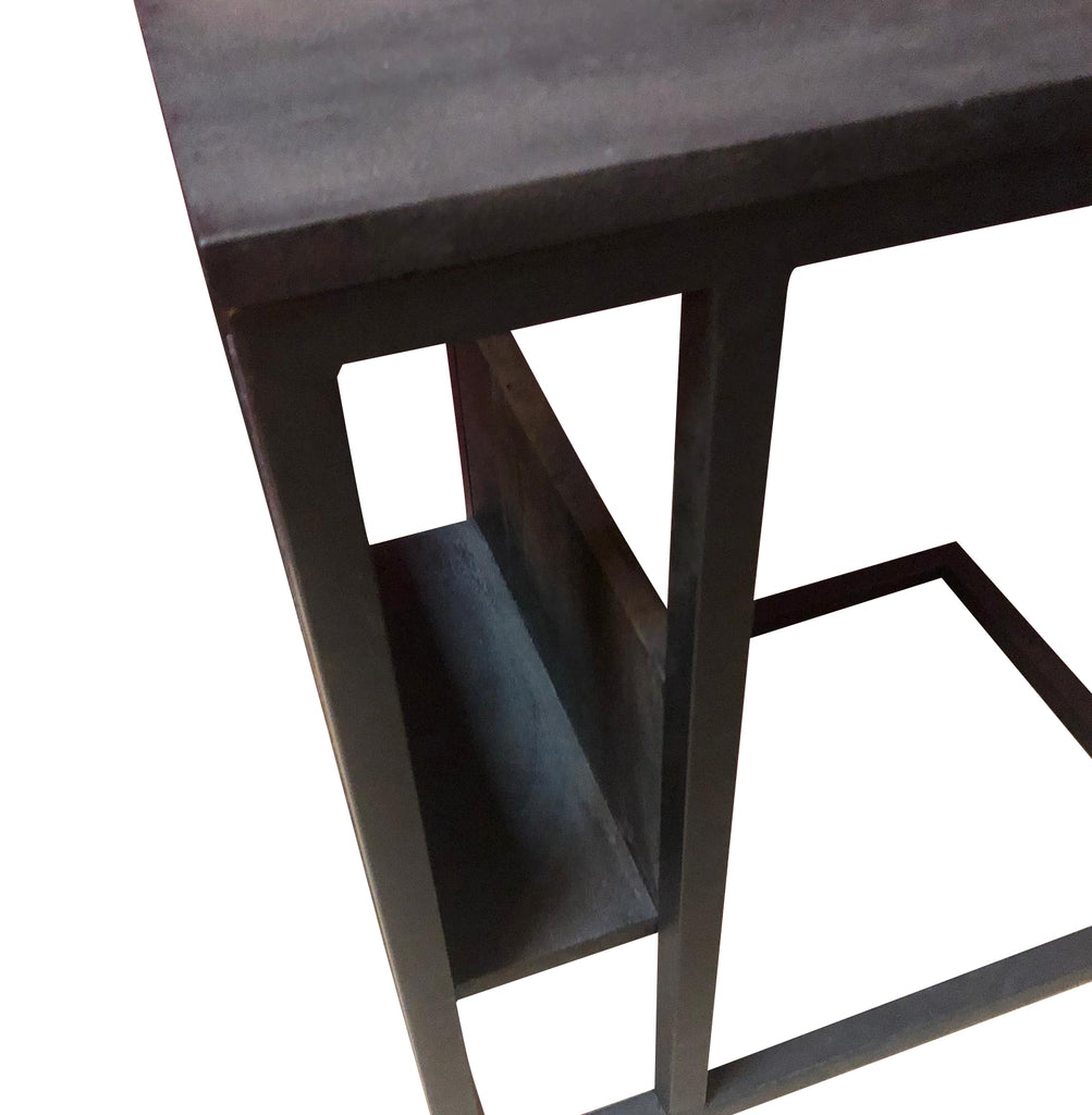 Beistelltisch Slider Schwarz 48x32x53 cm – Mangoholz sandgestrahlt mit Metallgestell