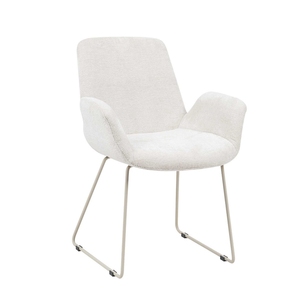 Esszimmerstuhl Evan Sand – Polsterstuhl aus Stoff mit hellem Gestell, 60×83×63 cm, eleganter Komfortstuhl im modernen Design