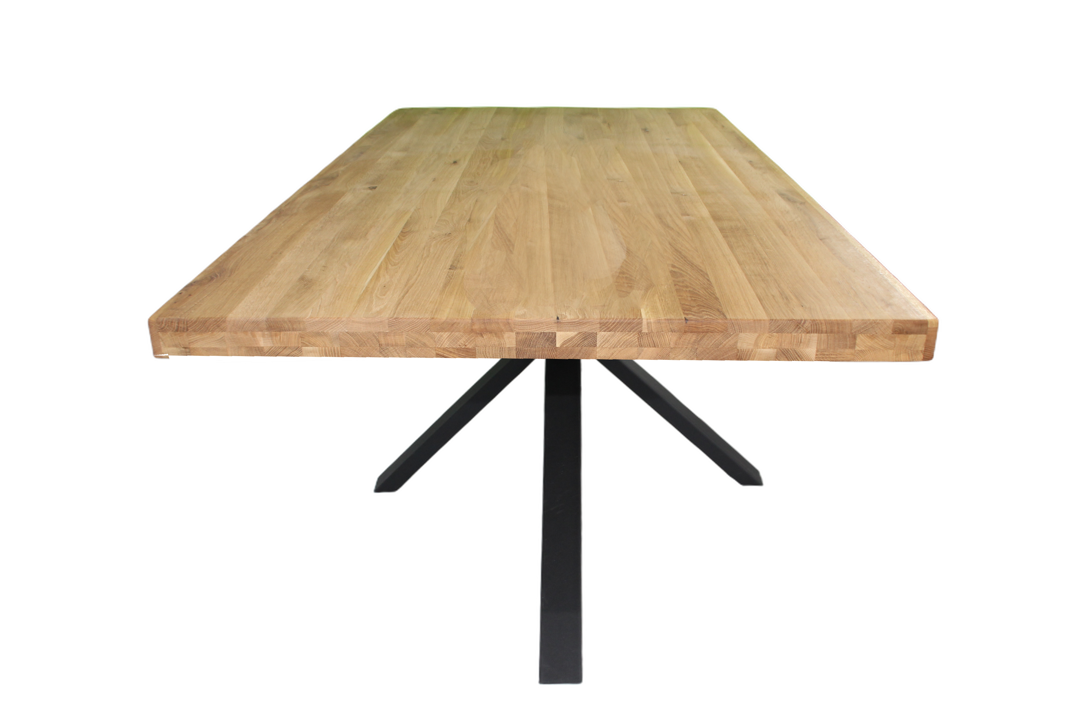 Eiche - Esstisch mit gerade Kante - Spider-Gestell in Schwarz | Unikat