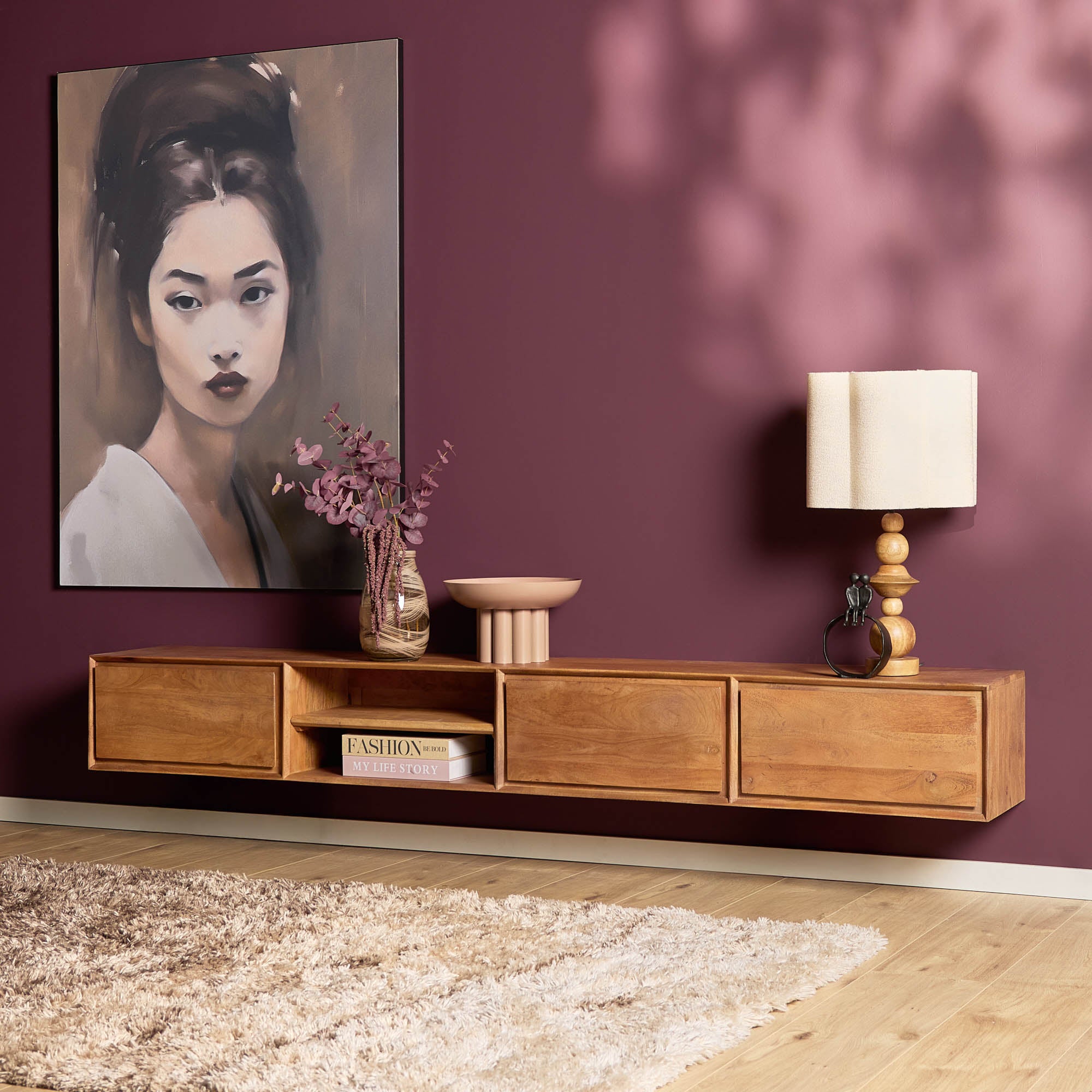 Schwebendes TV-Möbel Ambiance Natur | 240 cm