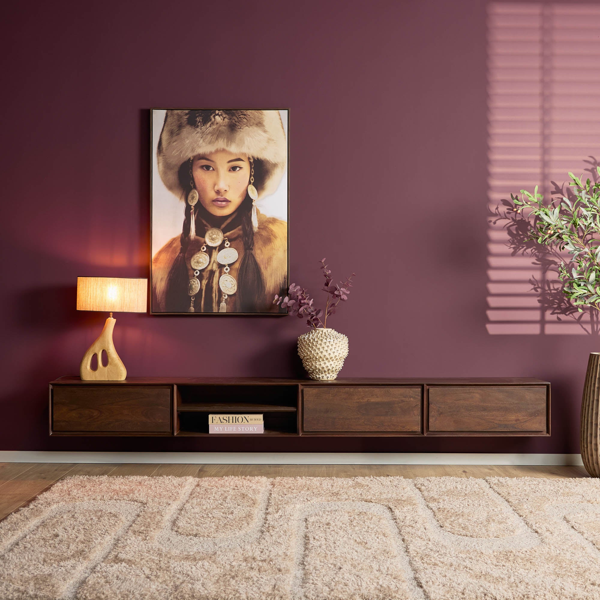 Schwebendes TV-Möbel Ambiance Braun | 280 cm