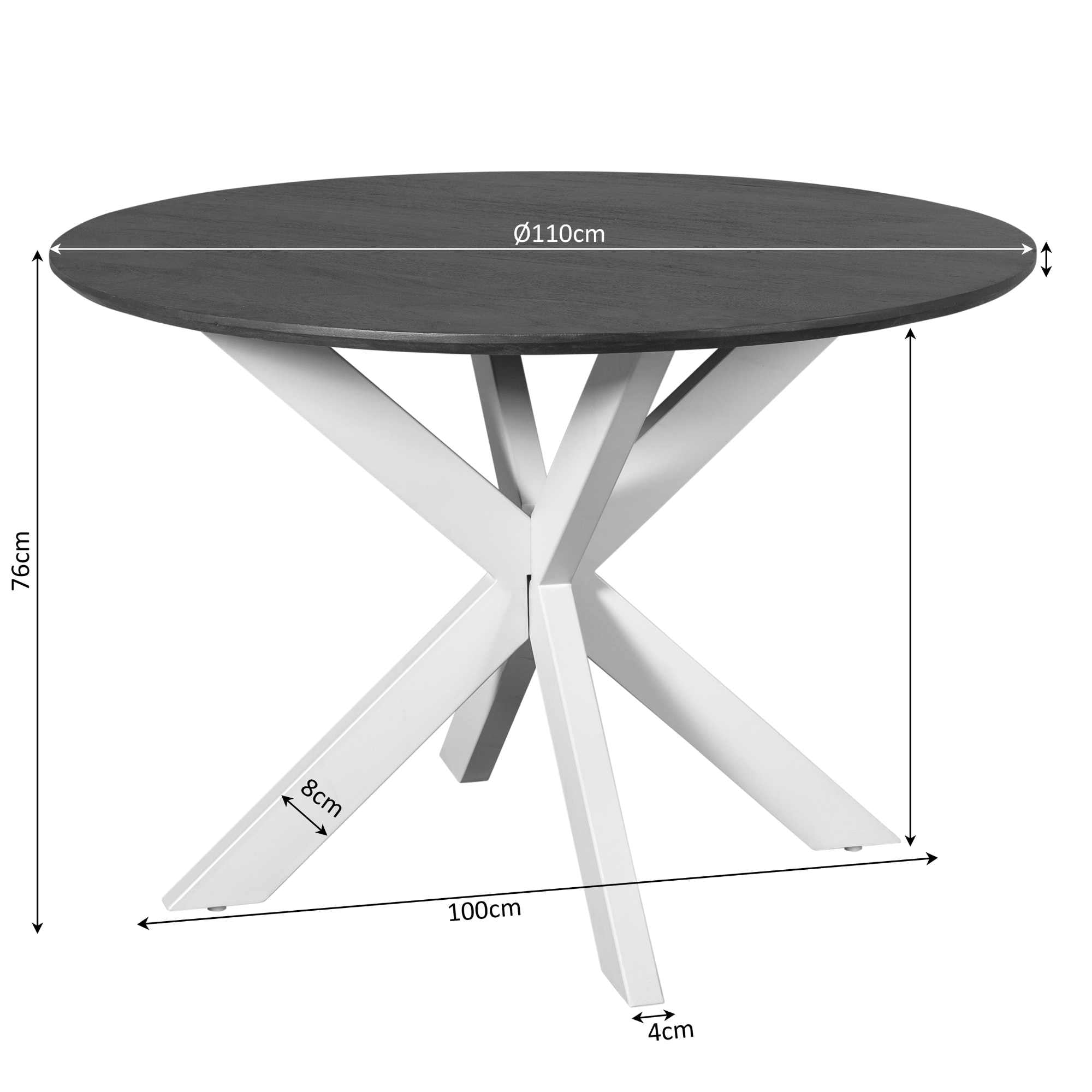 Esstisch Mandy Braun – Massives Mangoholz in Rund Ø110 cm