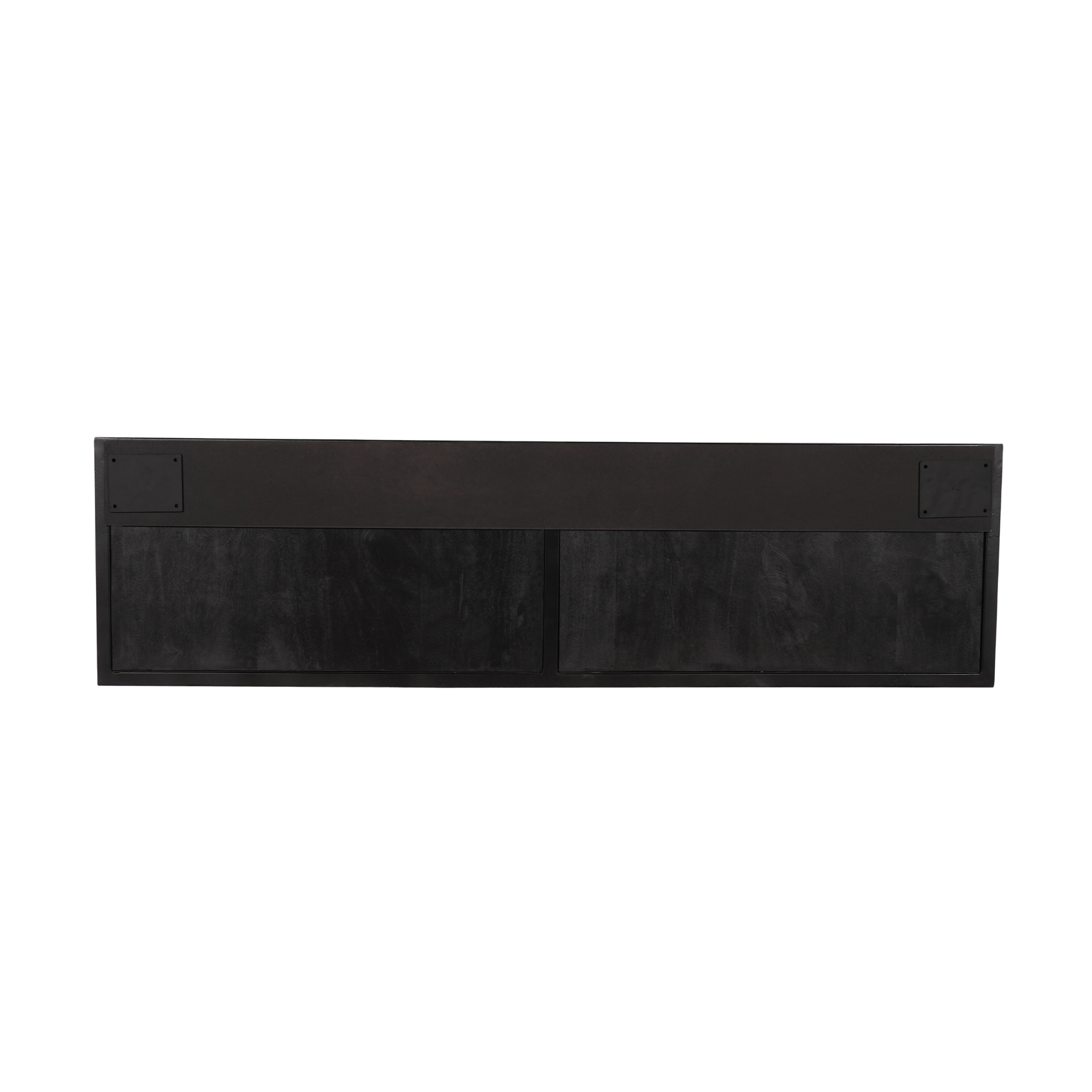 Schwebendes Lowboard Sydney aus Mangoholz in Schwarz – stilvolles TV-Board 120×33×35 cm mit Fischgrät-Front für modernes Wohnen