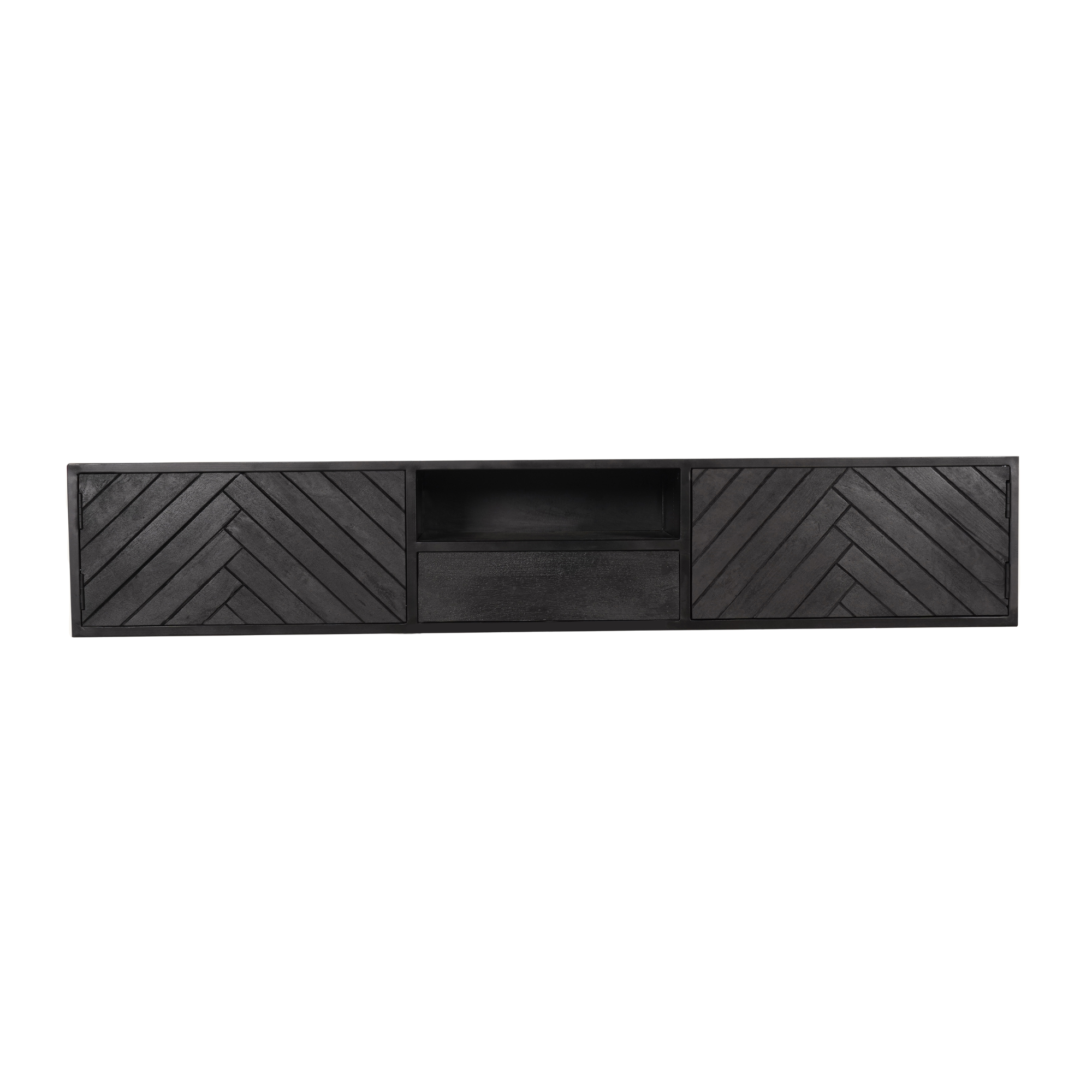 TV-Board Sydney – Lowboard aus Mangoholz mit schwarzem Gestell, modernes Design, 180 x 40 x 55 cm