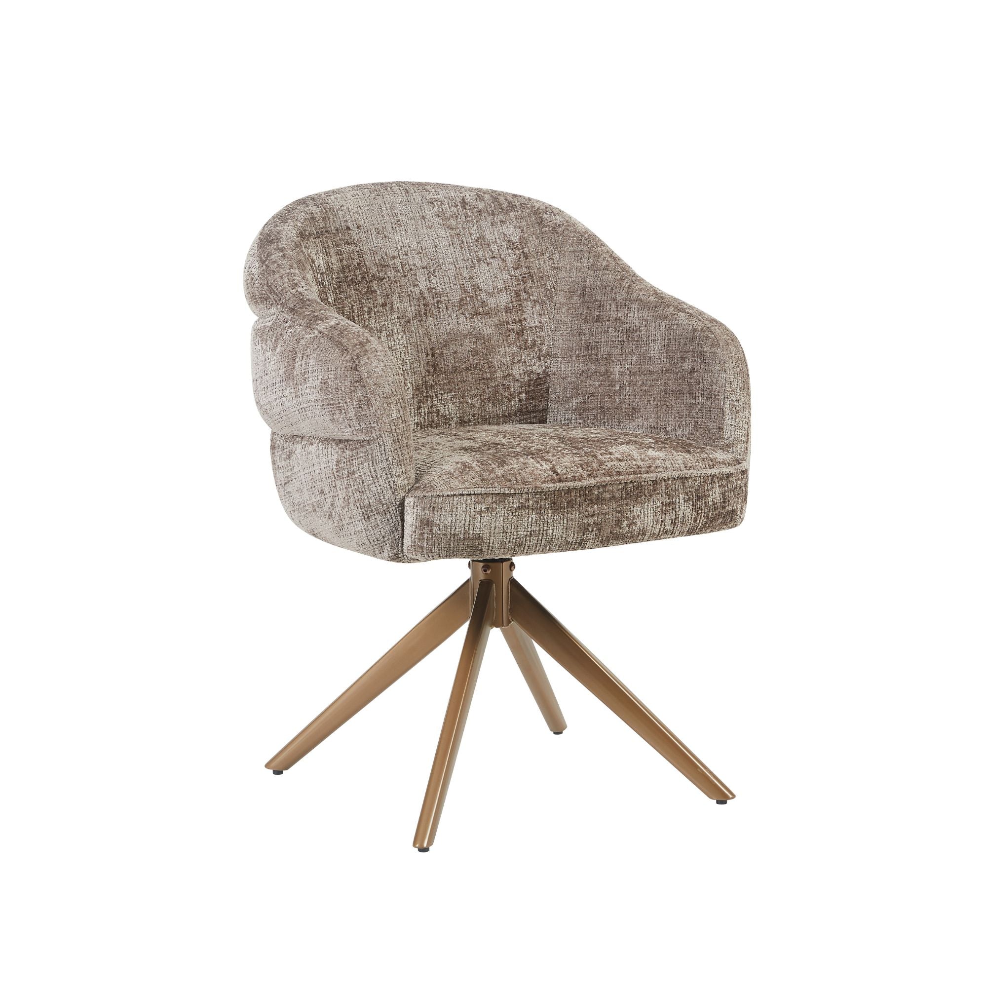 Esszimmerstuhl Bella (2er-Set) | Lehm | Fuß Bronze | Mit Armlehne