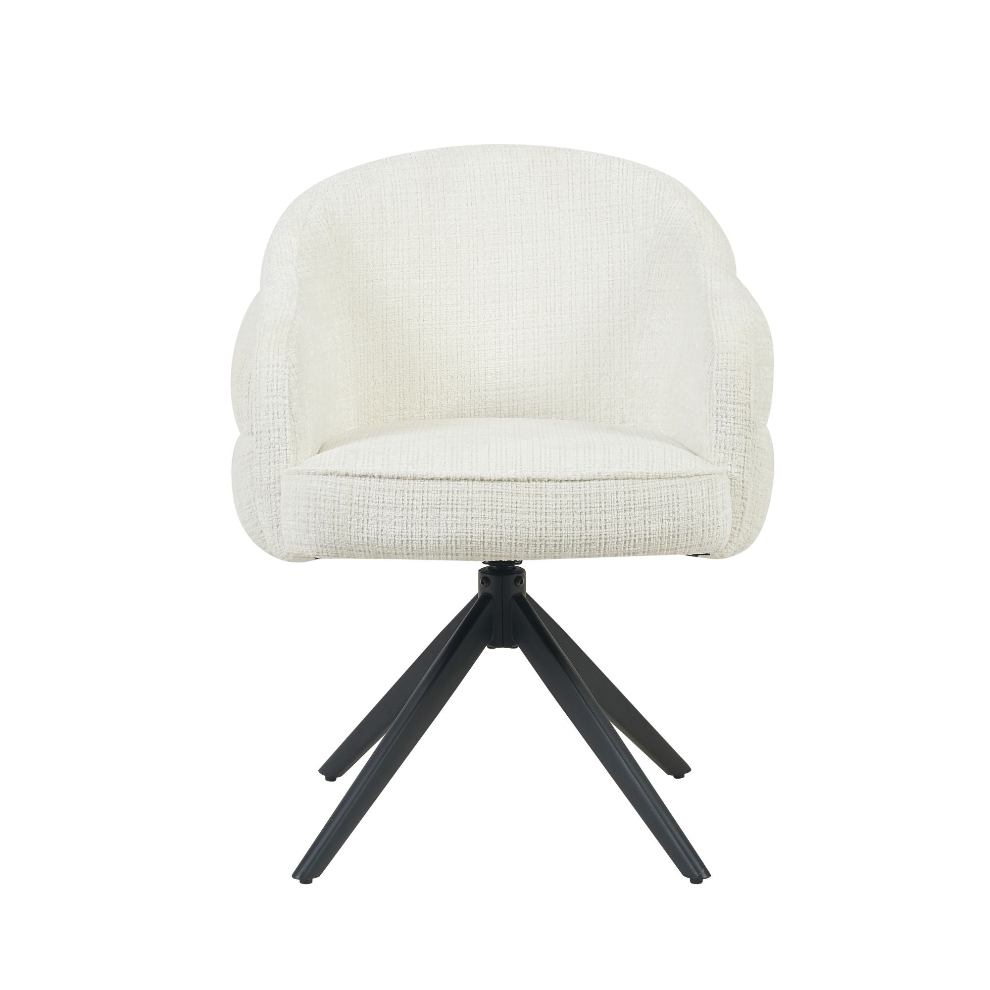 Esszimmerstuhl Bella (2er-Set) | Off-White | Fuß Schwarz | Mit Armlehne