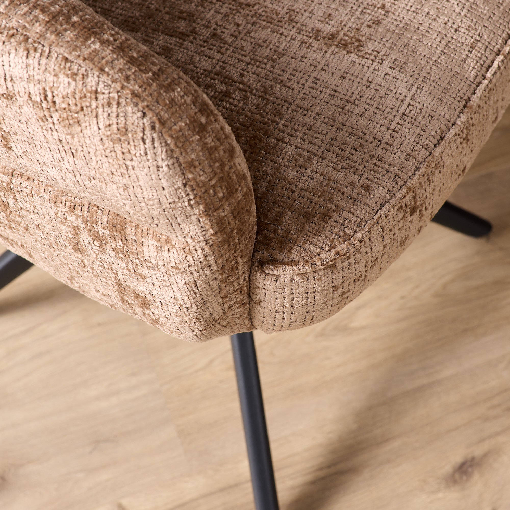 Esszimmerstuhl Bella (2er-Set)| Zimt | Fuß Schwarz | Mit Armlehne