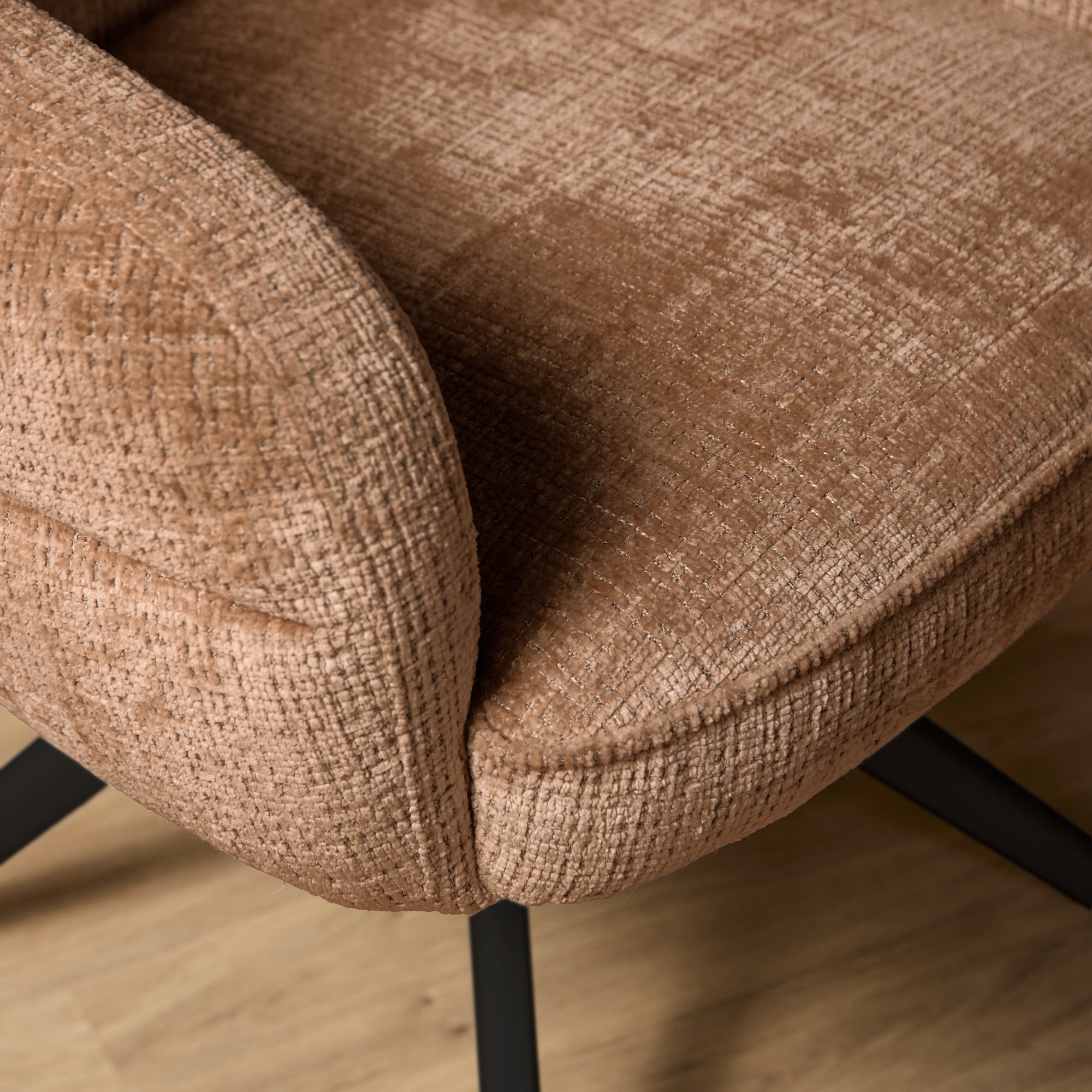 Esszimmerstuhl Bella (2er-Set)| Zimt | Fuß Schwarz | Mit Armlehne