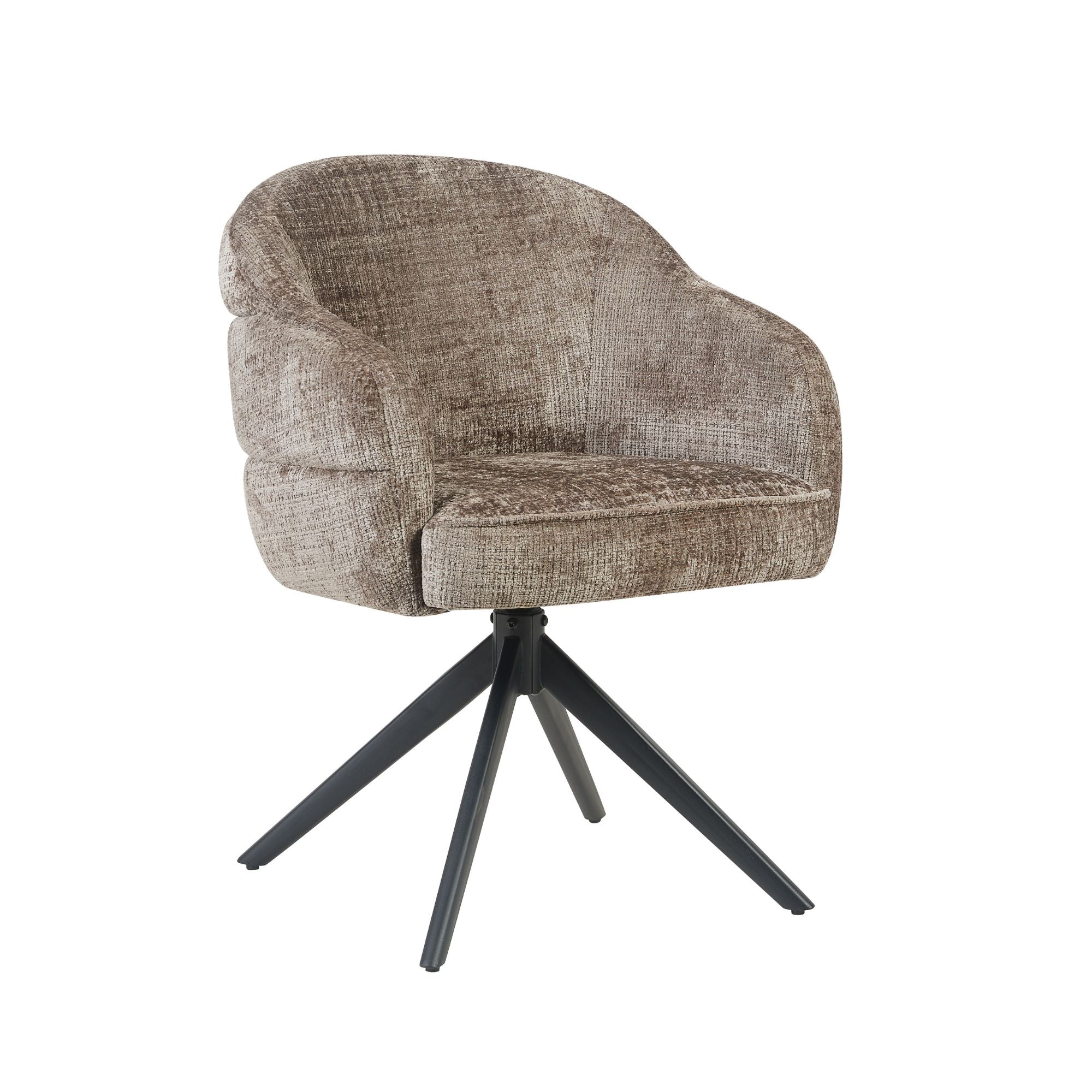 Esszimmerstuhl Bella (2er-Set) | Lehm | Fuß Schwarz | Mit Armlehne