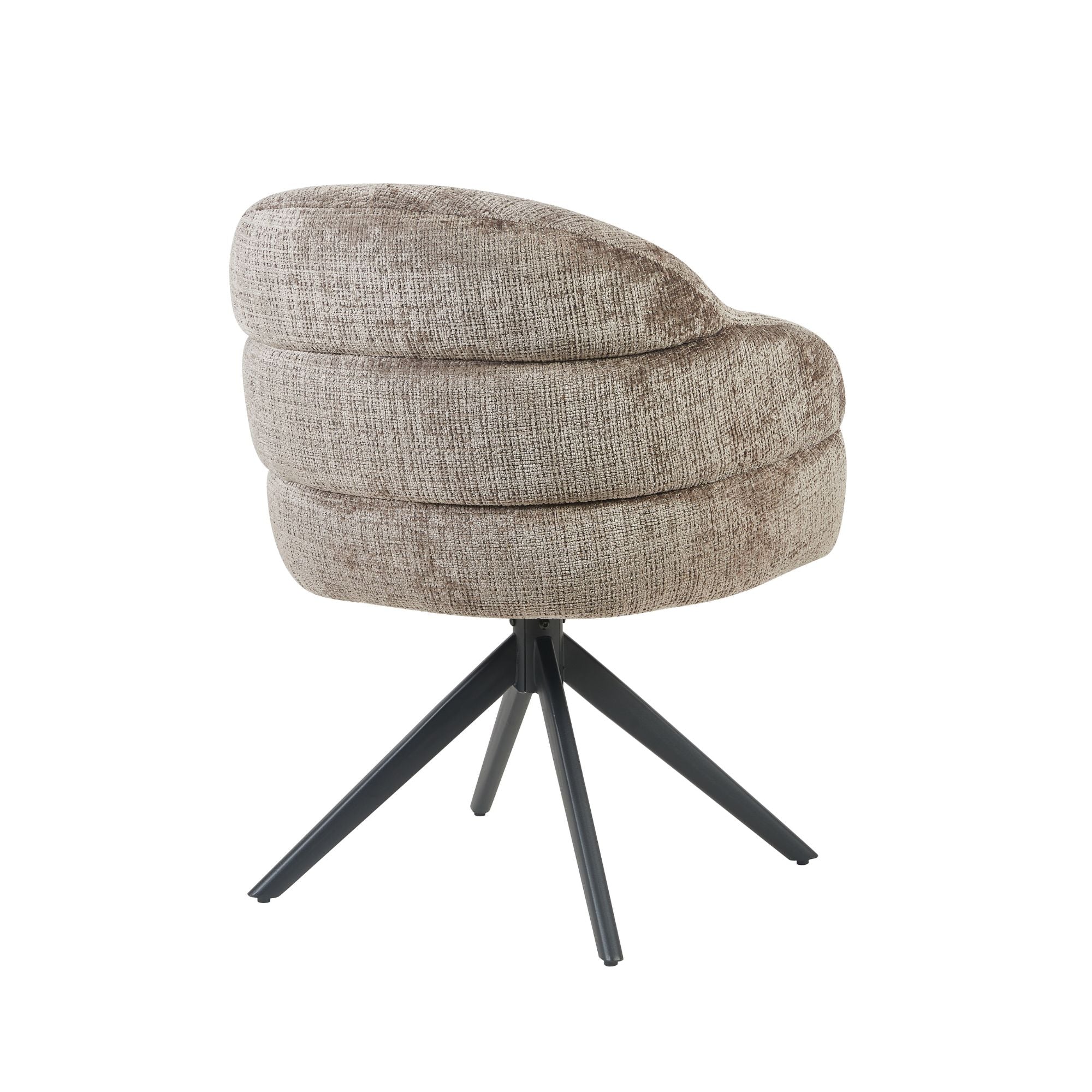 Esszimmerstuhl Bella (2er-Set) | Lehm | Fuß Schwarz | Mit Armlehne