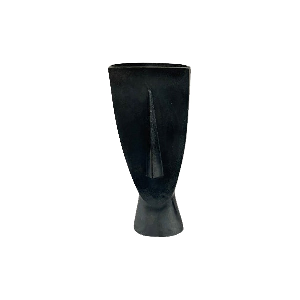 Vase Fin Schwarz Large – Aluminiumvase 16×8×39 cm mit oxidierter Oberfläche, modernes Wohnaccessoire