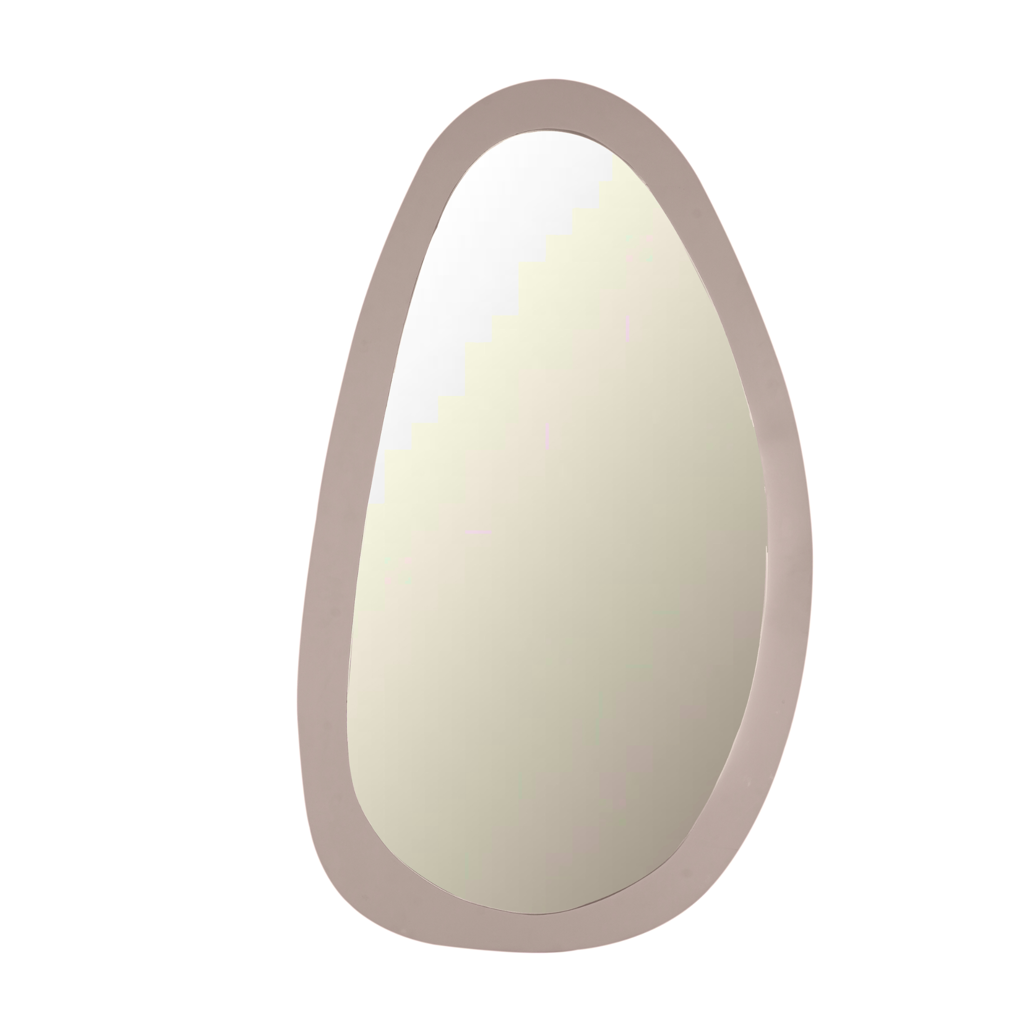 Spiegel Leli – Mangoholz mit Sand-Finish, 60 x 3 x 100 cm, organische Form für modernes Interieur