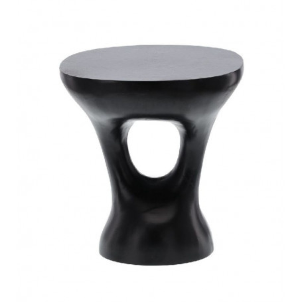 Couchtisch Amelie Schwarz 43x40x46 cm – moderner Aluminium-Tisch mit geschnitztem Fuß & elegantem Design