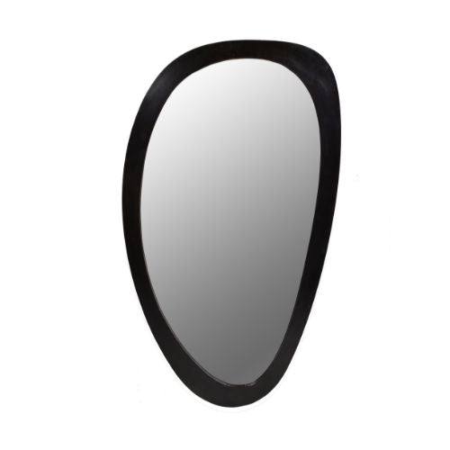 Spiegel Leli Schwarz – Wandspiegel aus Mangoholz 70×120 cm mit organischer Form & elegantem Finish