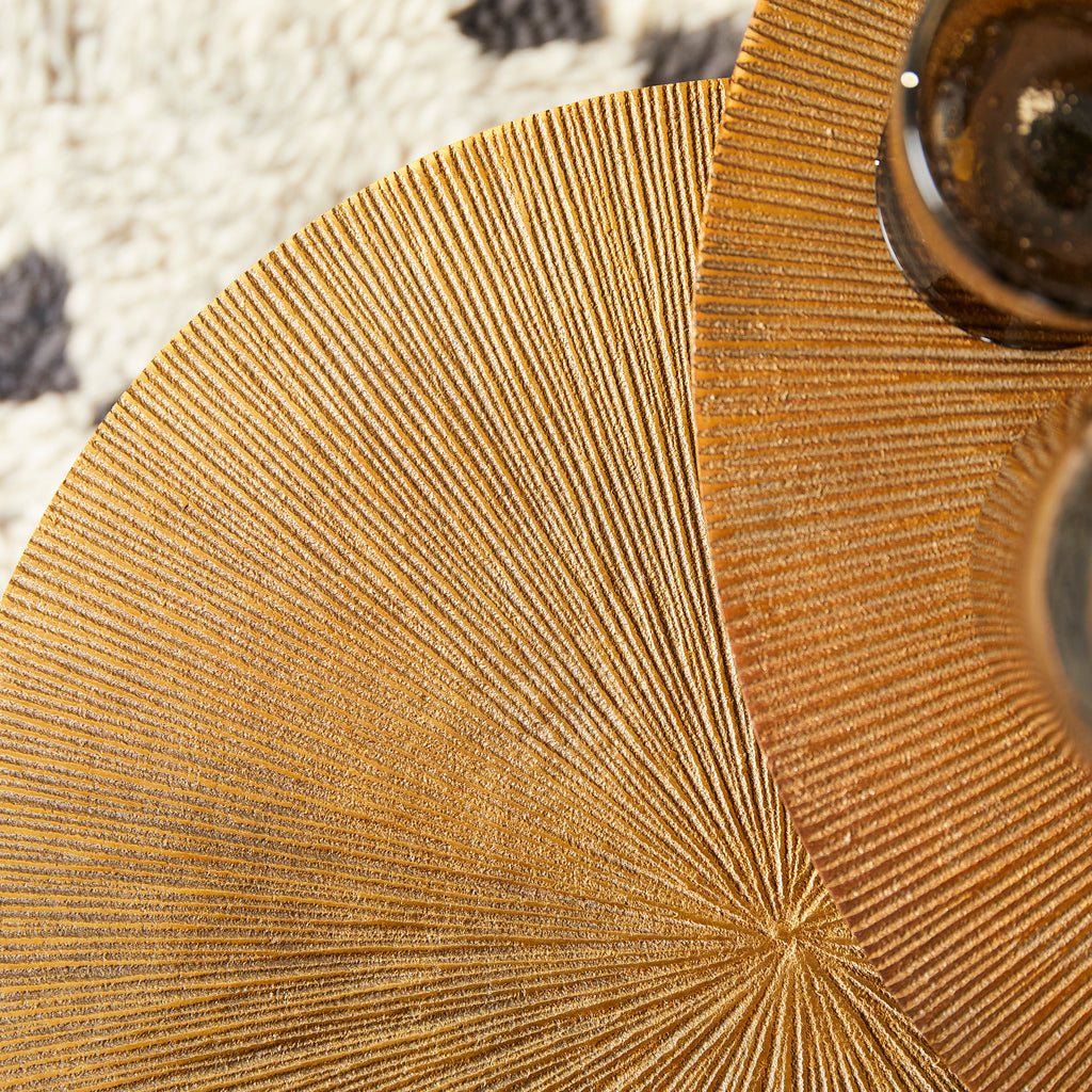 Beistelltisch-Set Ryas – 3 runde Tische aus Aluminium in Gold mit schwarzen Rahmen