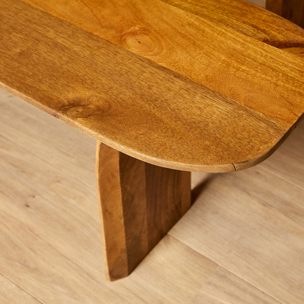 Sitzbank TeyTey 280x38x45 cm – Massives Mangoholz, robuste Sitzbank mit 6 cm starker Sitzfläche