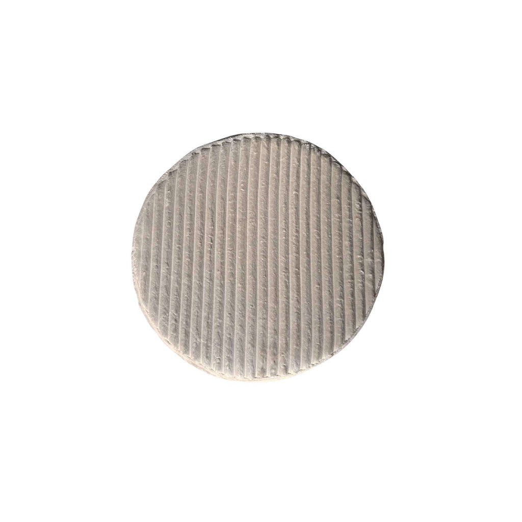 Runder Hocker MeinLieblingsplatz Beige – Pouf mit Rippenmuster, 60 x 60 x 32 cm