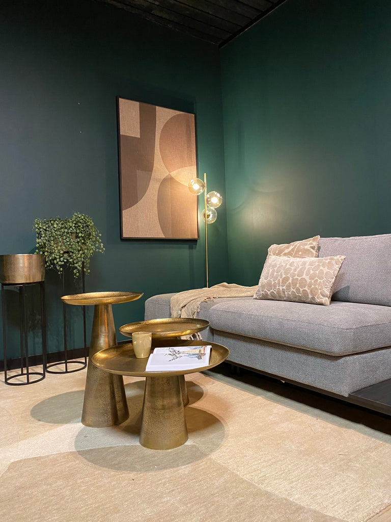 Couchtisch Daisy 50x50x40 cm – Aluminium mit edlem Antik-Gold Finish, stilvolles Highlight für Ihr Wohnzimmer