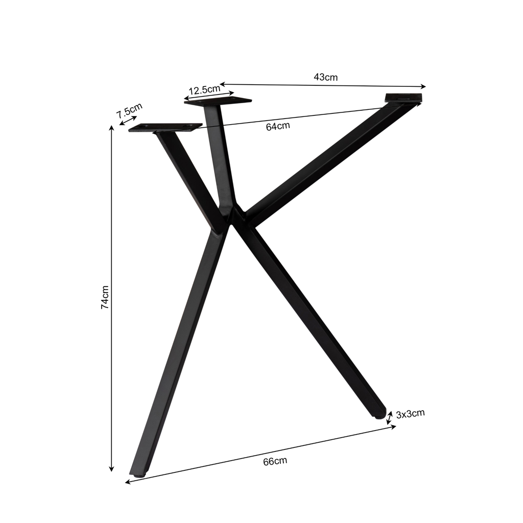 Tischbein Schwarz 53x71x74 cm – modernes & stabiles Metallgestell für individuelle Tischplatten