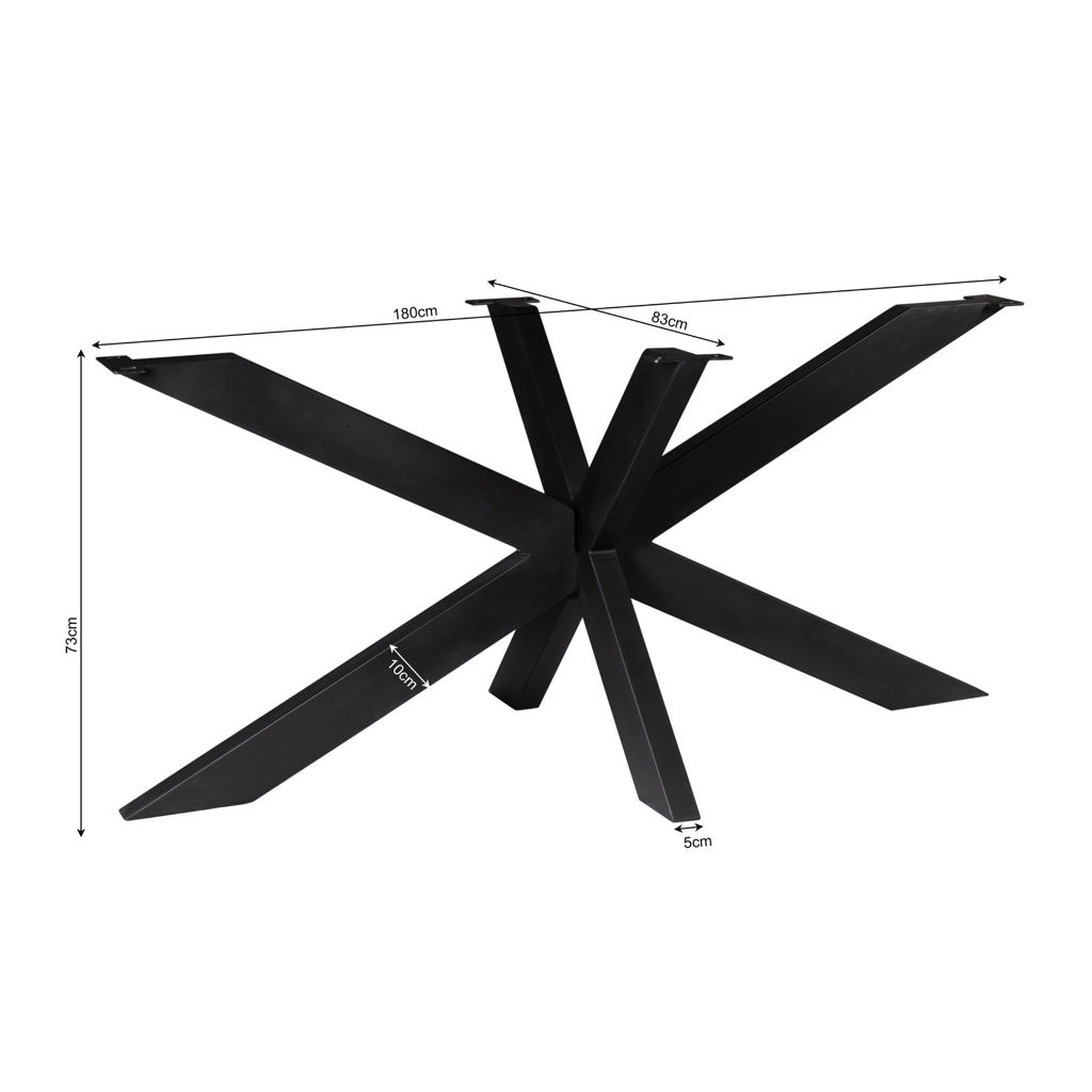Tischbein Matrix Schwarz 160x83x73 cm – modernes Metallbein für Tischplatten 200–240 cm