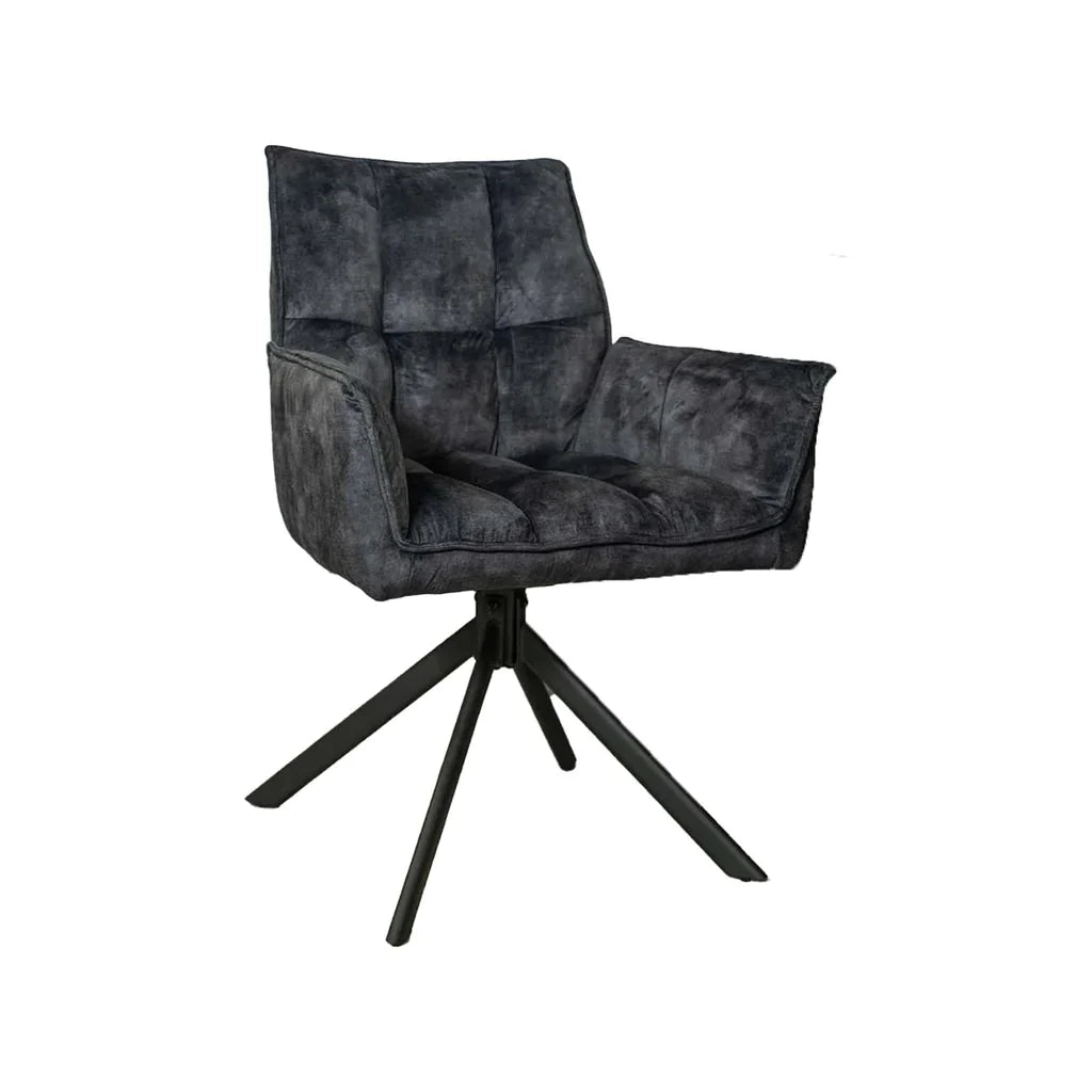 Esszimmerstuhl Daira Velvet Anthrazit –  Drehstuhl mit Armlehnen  (2er-Set)