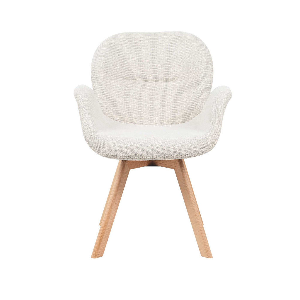 Esszimmerstuhl Jesse Drehbar Beige | Mit Armlehnen & Holzbeinen | 59 x 61 x 85 cm