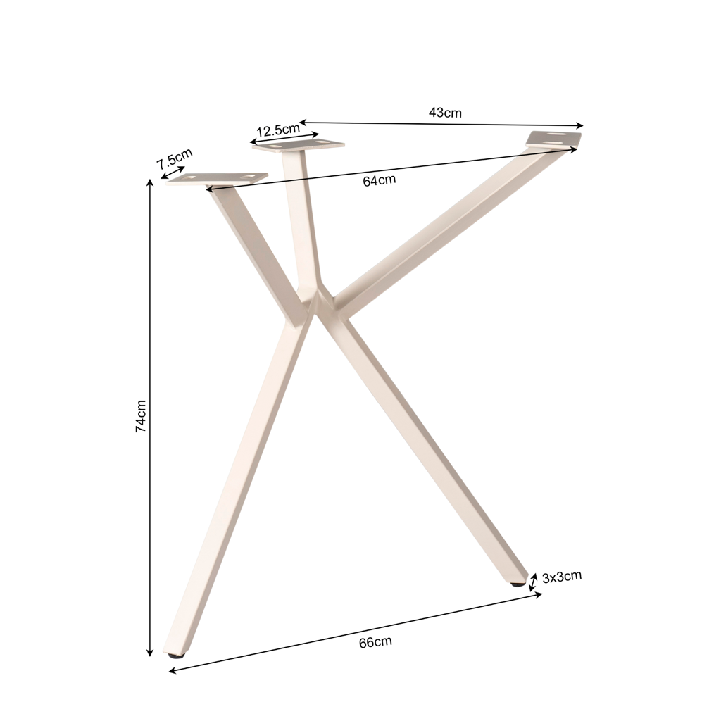 Tischbein Y 53x71x74 cm Sand – elegantes Metallgestell für Tischplatten 160–300 cm