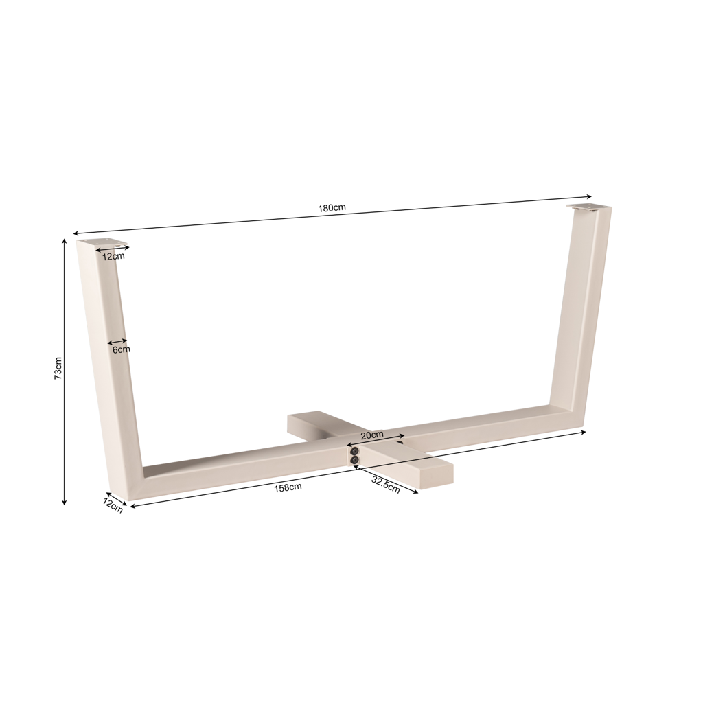 Tischbein Kreuzbein Sand – elegantes Metallgestell mit Sandfinish, 180 x 80 x 73 cm, passend für Tischplatten 160–240 cm