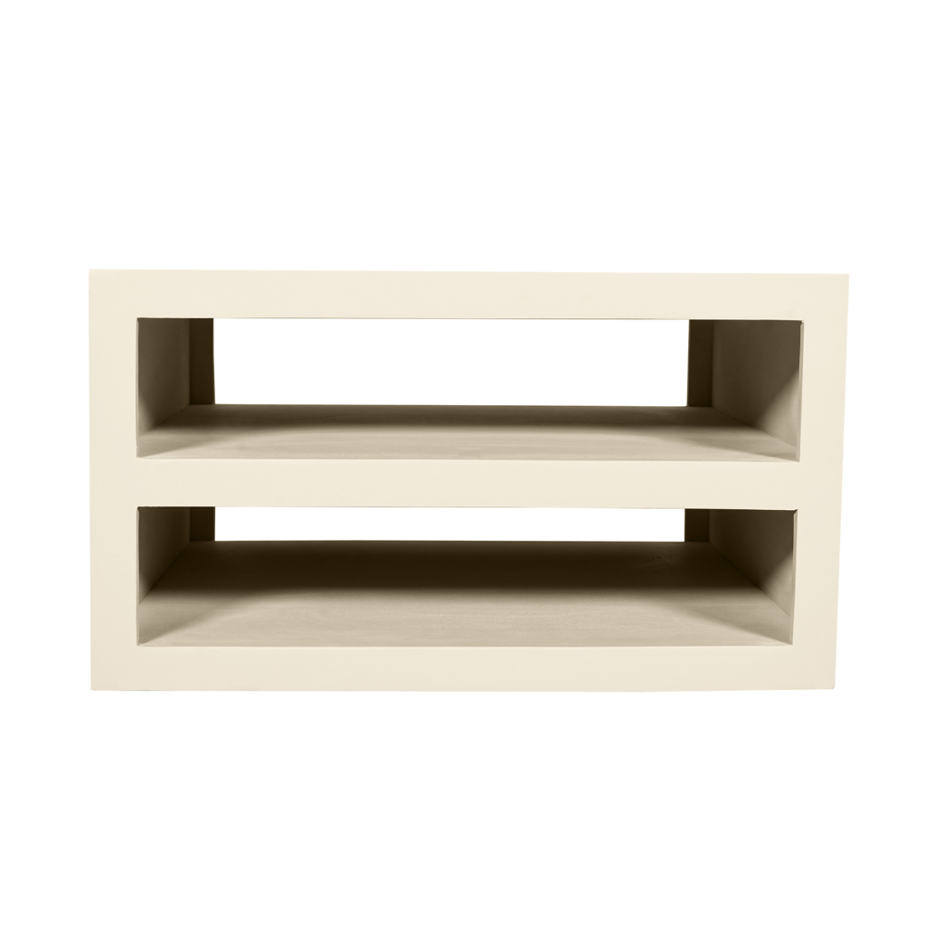 Couchtisch Bali Sand 80x80x40 cm aus Mangoholz in Sand-Finish mit Stauraum