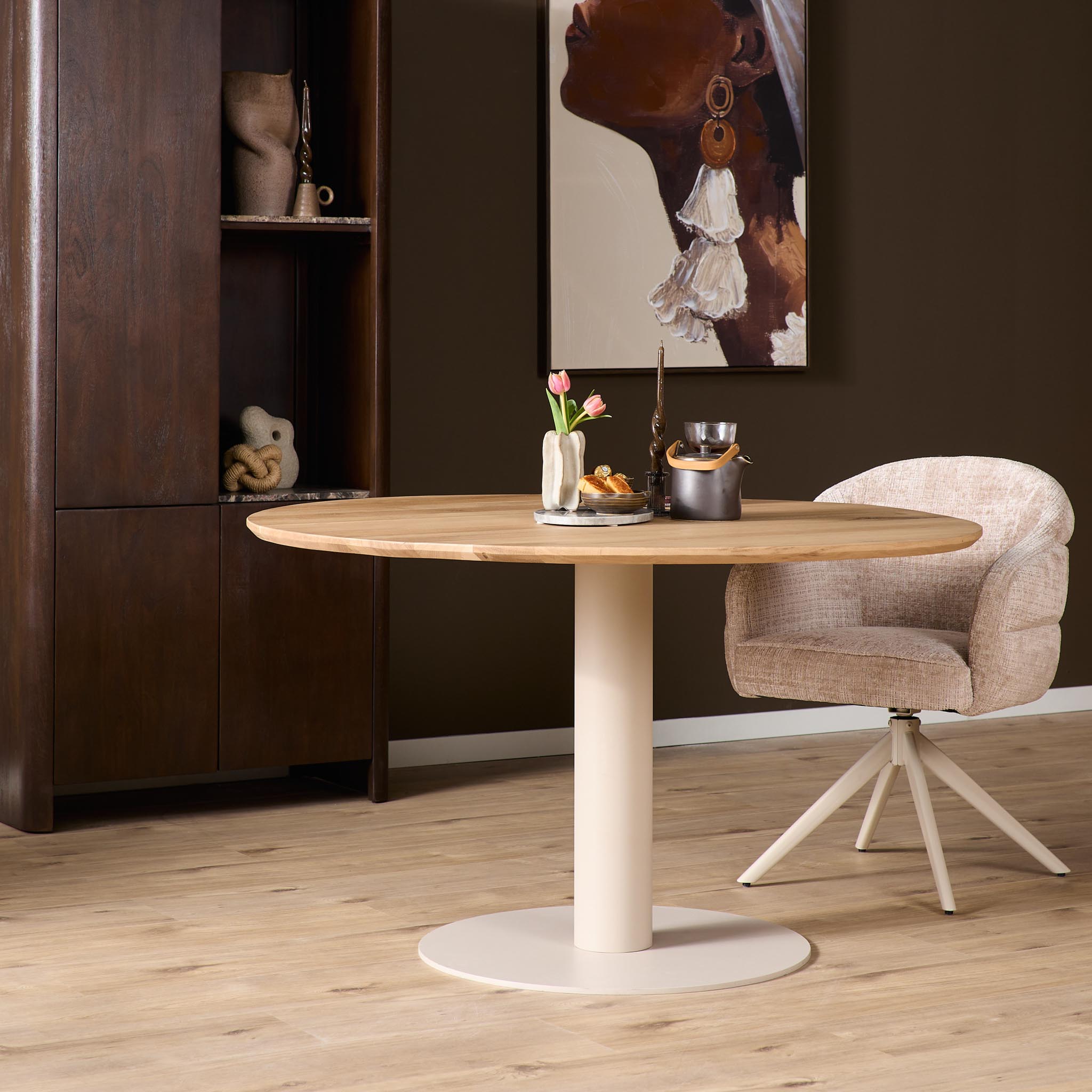 Tischbein Sand – Metallfuß für runde Tischplatten Ø110–140 cm, 70×70×73 cm