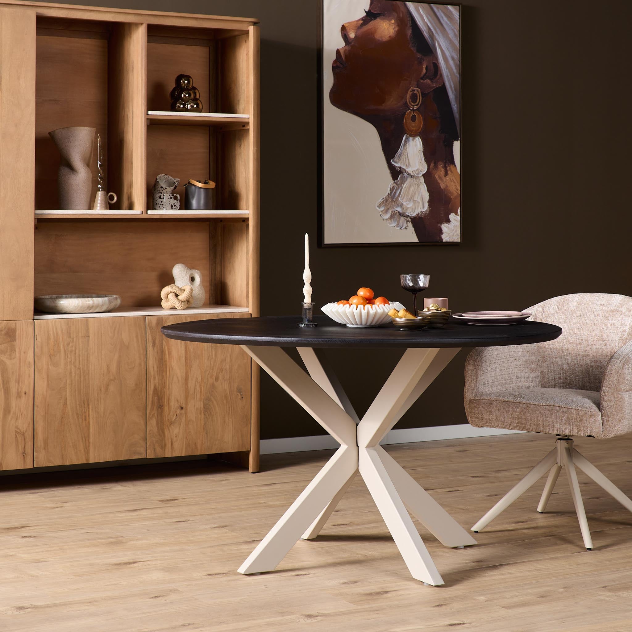 Tischbein Matrix Sand – modernes Metallbein für runde Tischplatten, 100 x 100 x 73 cm, stilvolles Fundament für individuelle Esstische