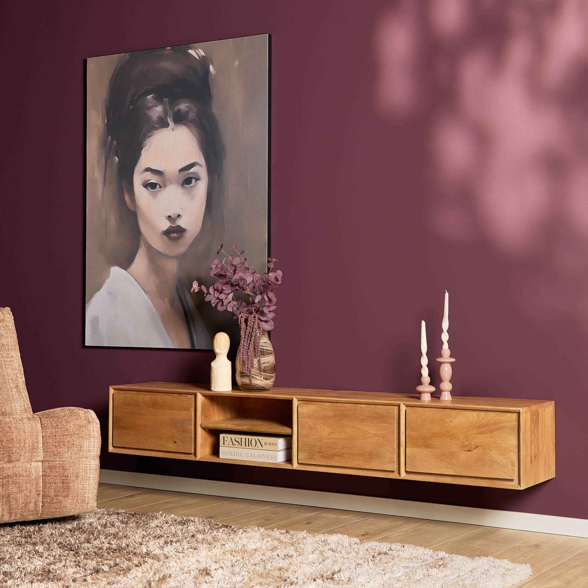 Schwebendes TV-Möbel Ambiance Natur | 200 cm