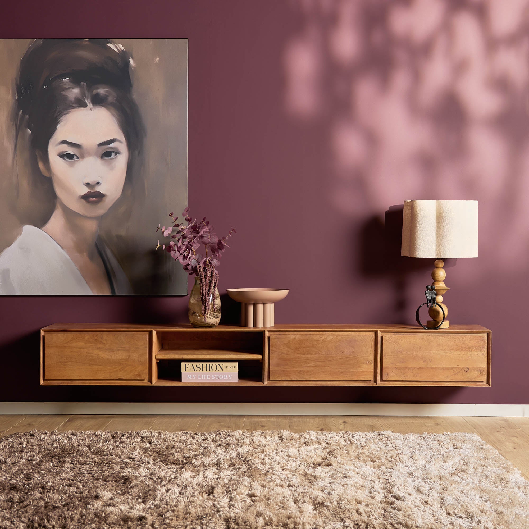 Schwebendes TV-Möbel Ambiance Natur | 240 cm