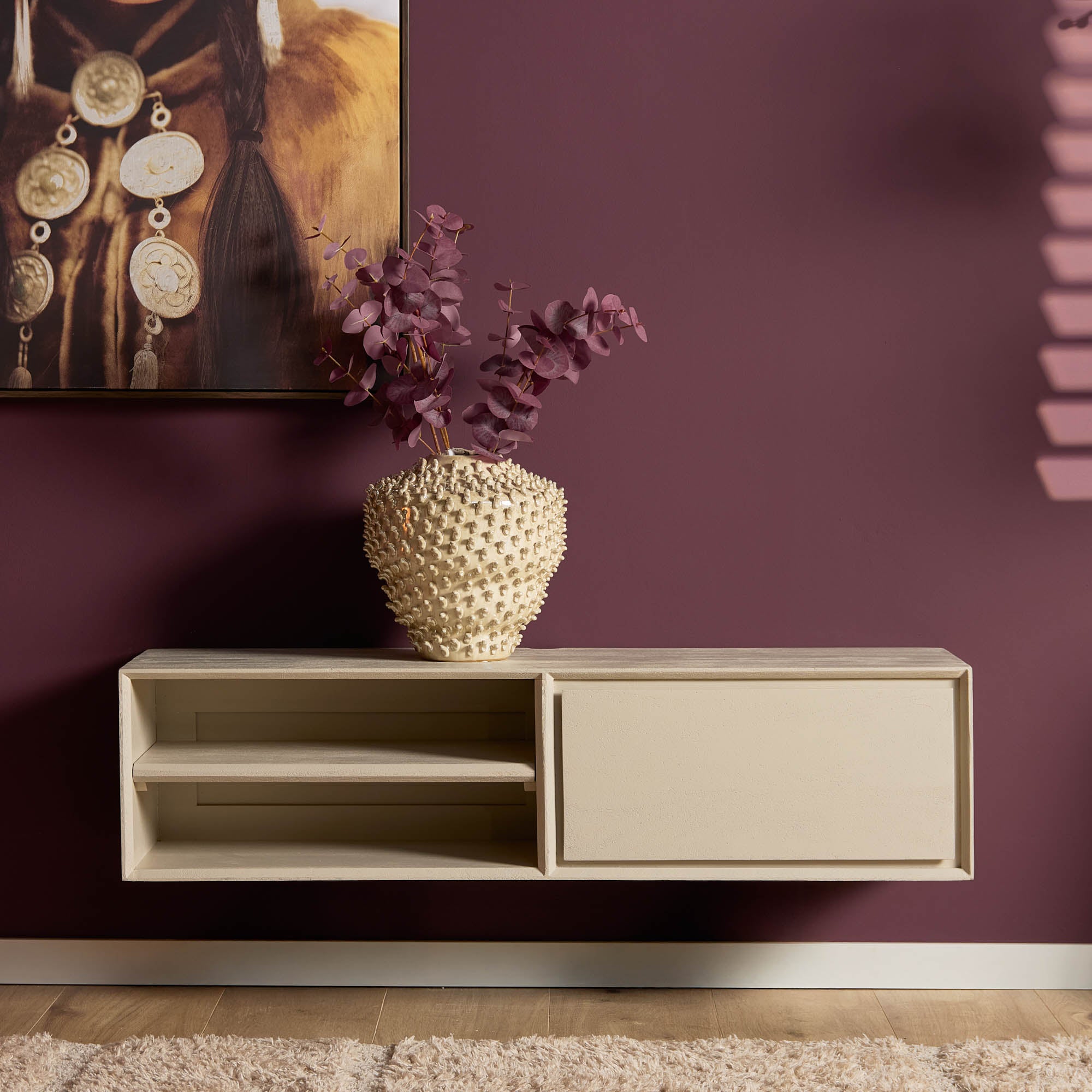 Schwebendes TV-Möbel Ambiance Sand | 120 cm